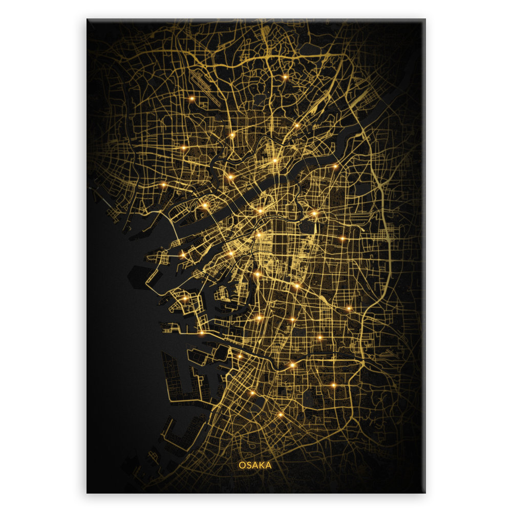Plakat metalowy Mapa City Lights Osaka L