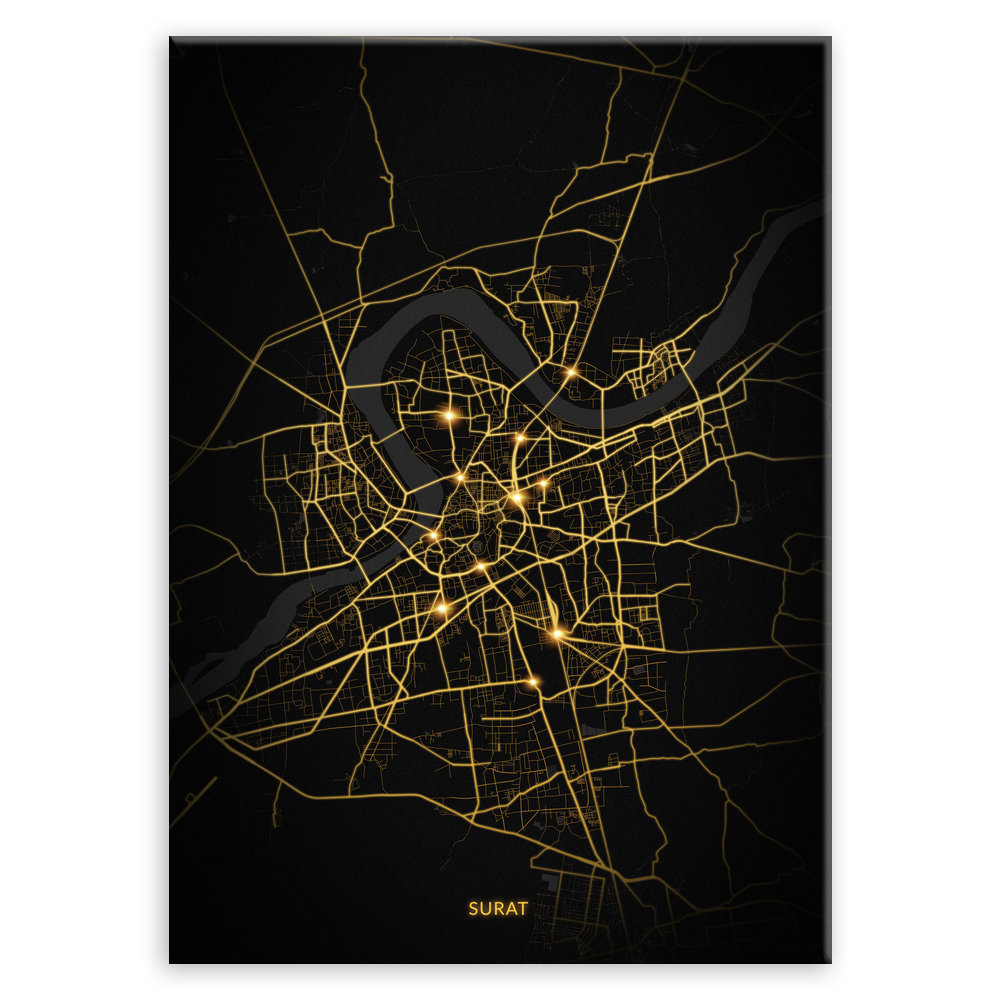 Plakat metalowy Mapa City Lights Surat M