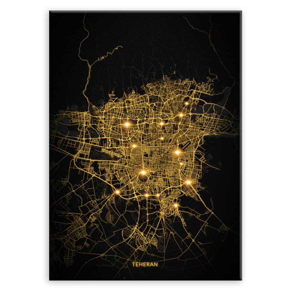 Plakat metalowy Mapa City Lights Teheran L