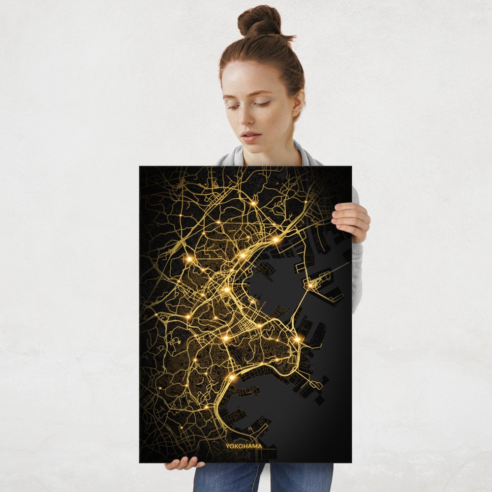 Plakat metalowy Mapa City Lights Jokohama L