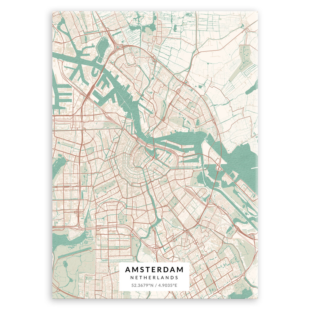 Plakat metalowy Mapa Vintage Amsterdam M