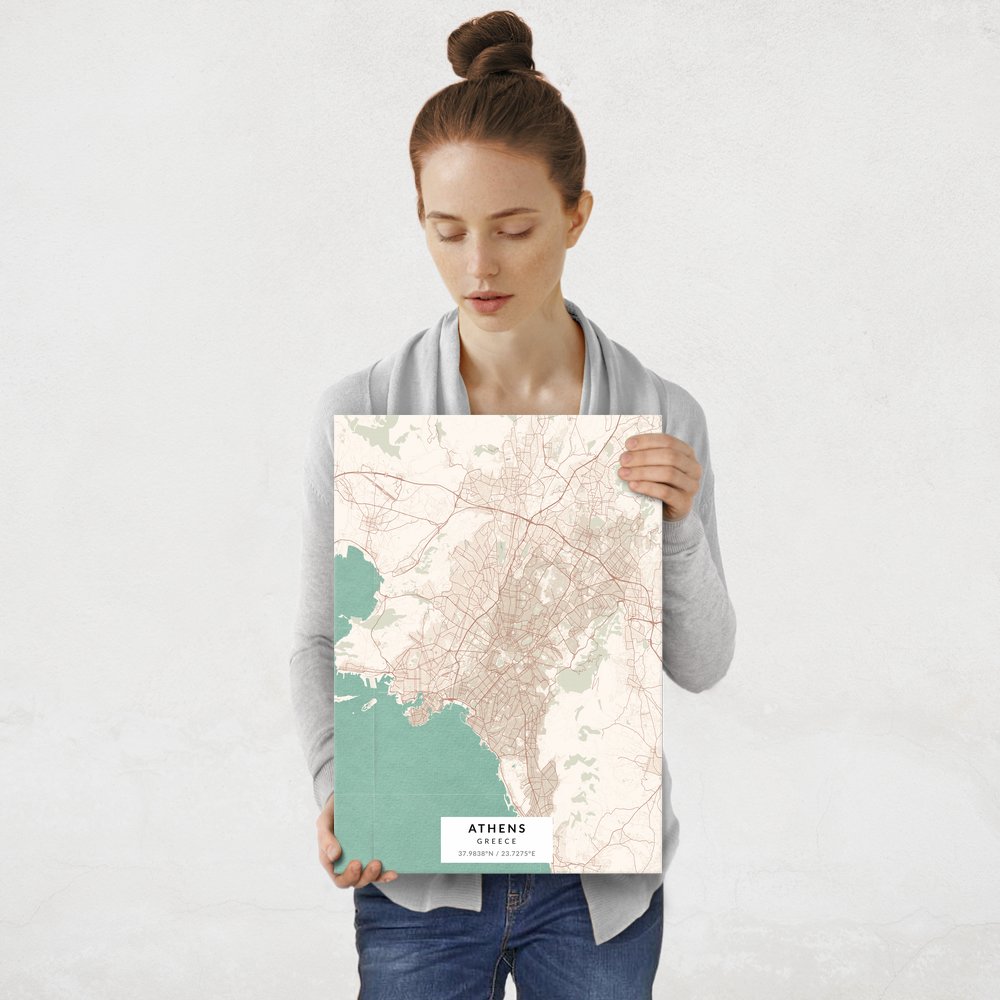 Plakat metalowy Mapa Vintage Ateny  M