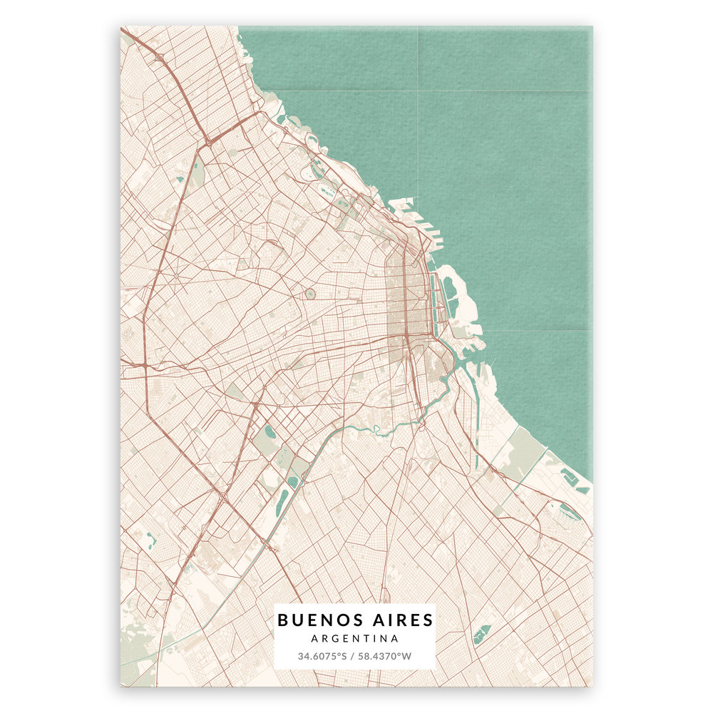 Plakat metalowy Mapa Vintage Buenos Aires M