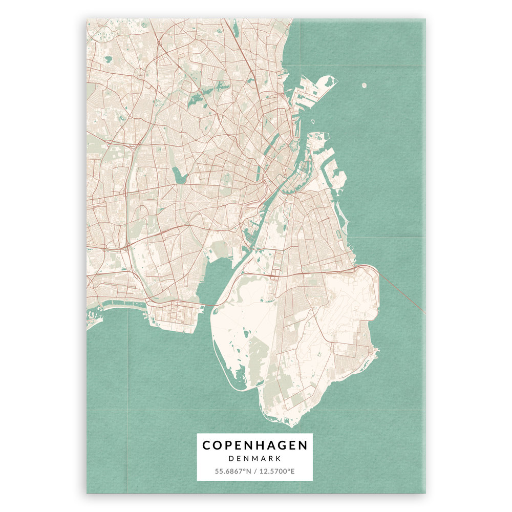 Plakat metalowy Mapa Vintage Kopenhaga M