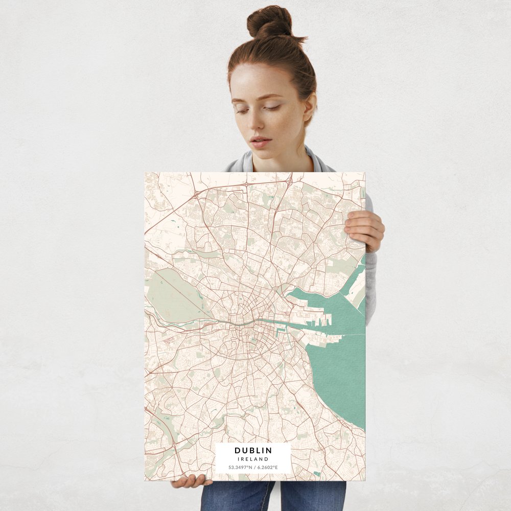Plakat metalowy Mapa Vintage Dublin L