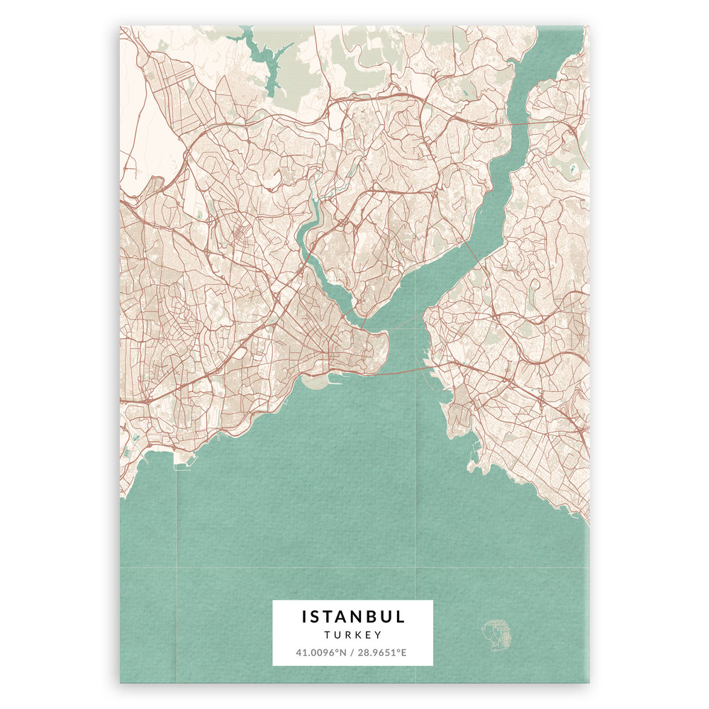 Plakat metalowy Mapa Vintage Stambuł M