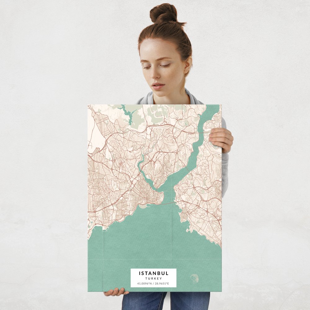 Plakat metalowy Mapa Vintage Stambuł L