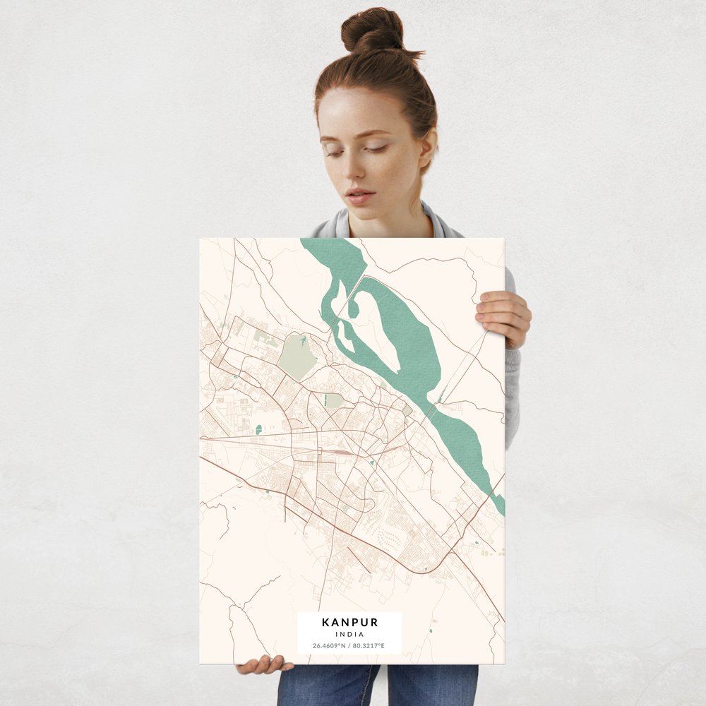 Plakat metalowy Mapa Vintage Kanpur L