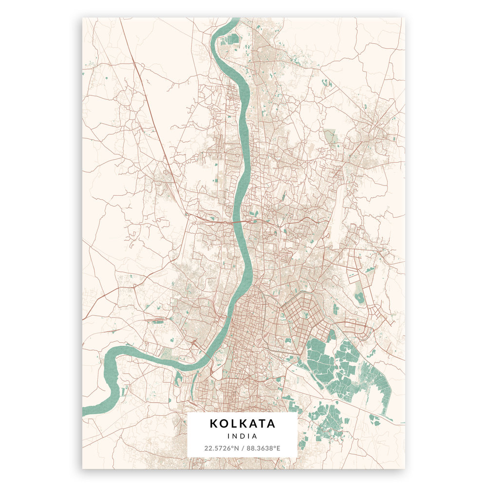 Plakat metalowy Mapa Vintage Kolkata L