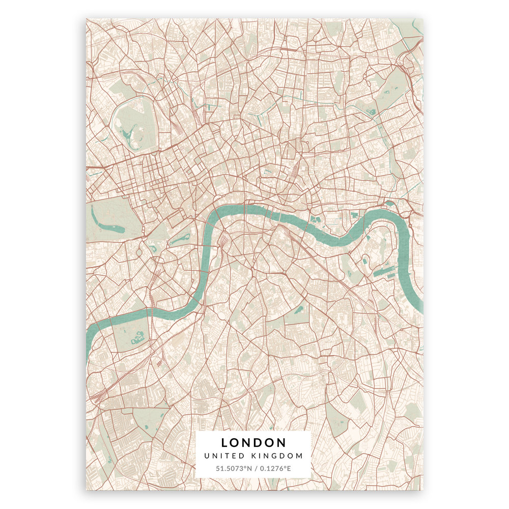 Plakat metalowy Mapa Vintage Londyn L