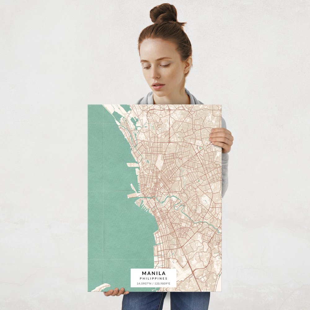 Plakat metalowy Mapa Vintage Manila L