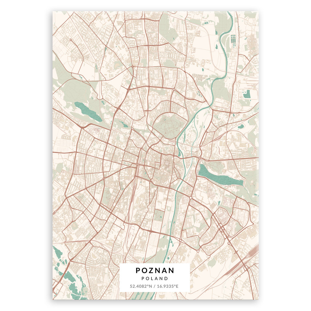 Plakat metalowy Mapa Vintage Poznań M