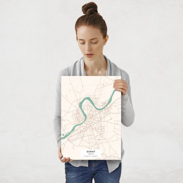 Plakat metalowy Mapa Vintage Surat M