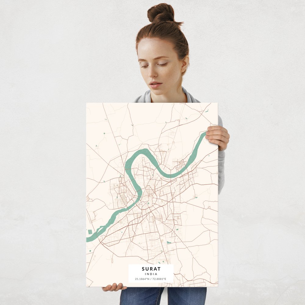 Plakat metalowy Mapa Vintage Surat L