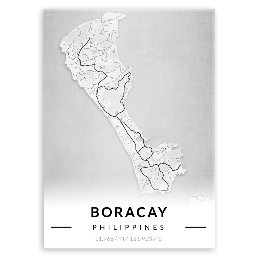 Plakat metalowy Mapa B&W Boracay L