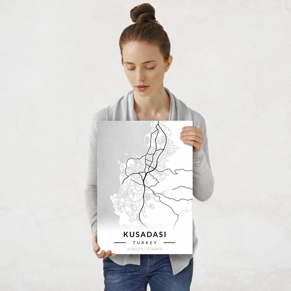 Plakat metalowy Mapa B&W Kuşadası M