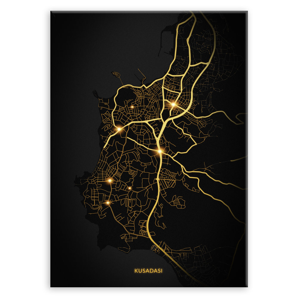 Plakat metalowy Mapa City Lights Kuşadası L