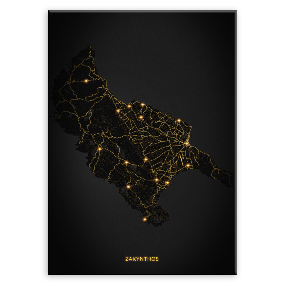 Plakat metalowy Mapa City Lights Zakintos M
