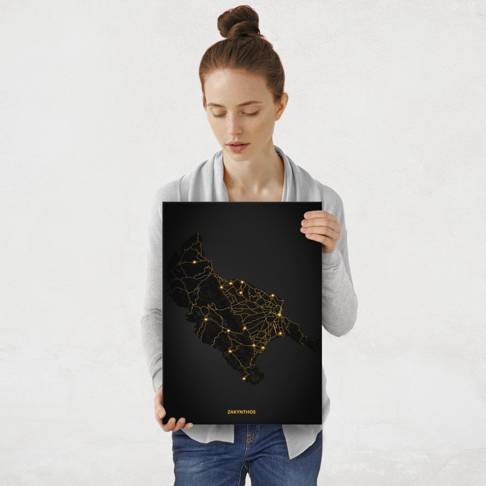 Plakat metalowy Mapa City Lights Zakintos M