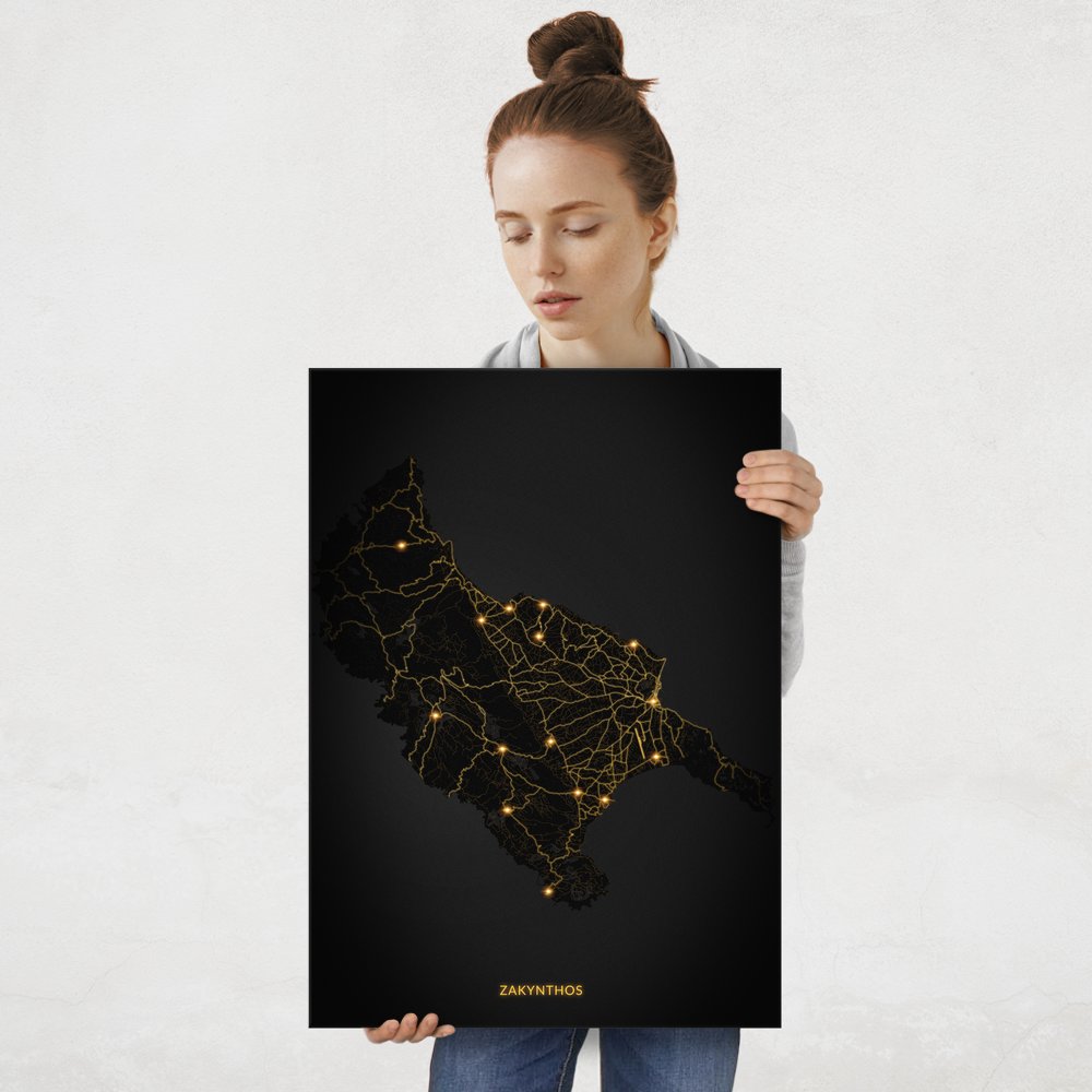 Plakat metalowy Mapa City Lights Zakintos L