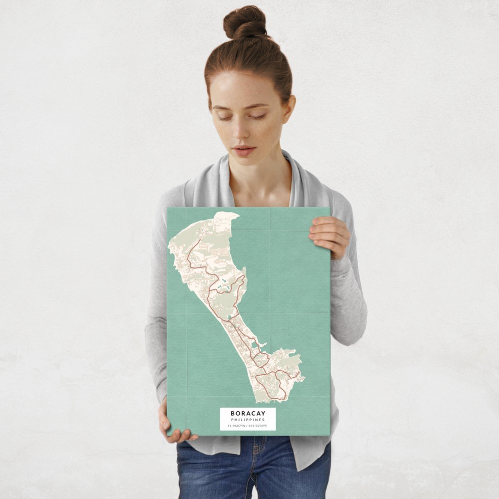 Plakat metalowy Mapa Vintage Boracay M