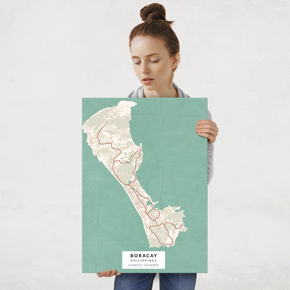 Plakat metalowy Mapa Vintage Boracay L