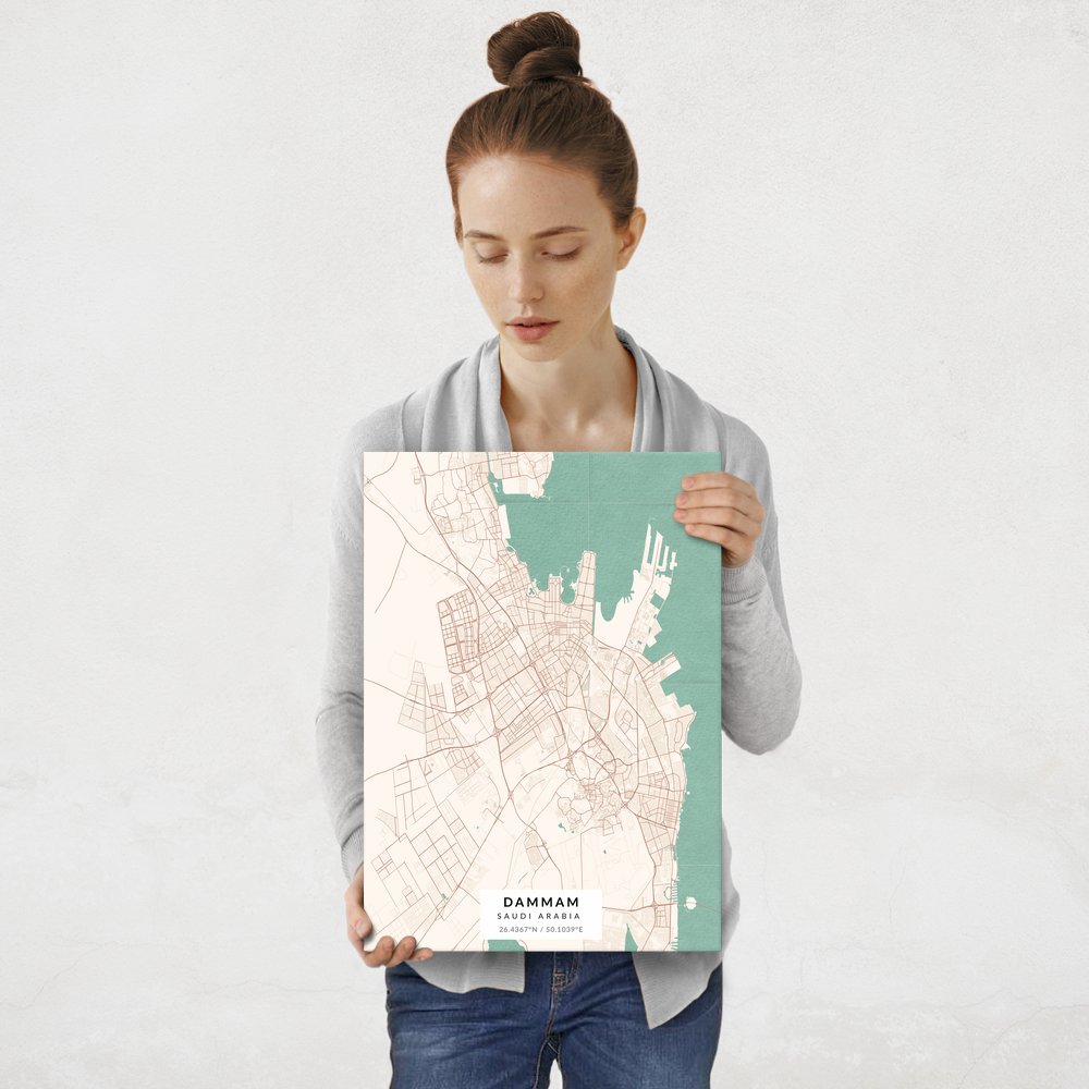 Plakat metalowy Mapa Vintage Ad-Dammam M