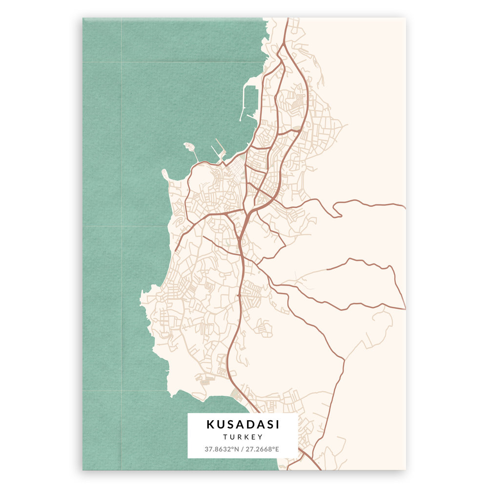 Plakat metalowy Mapa Vintage Kuşadası L