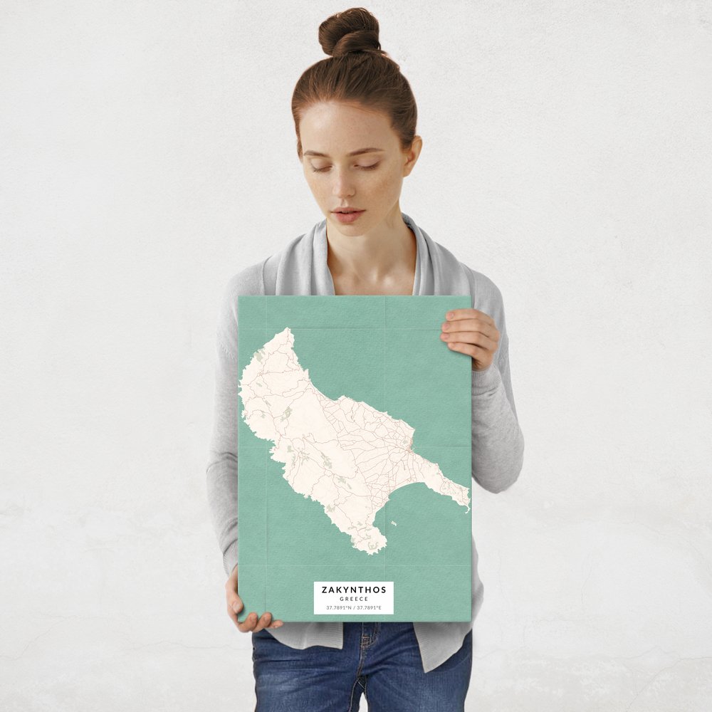 Plakat metalowy Mapa Vintage Zakintos  M