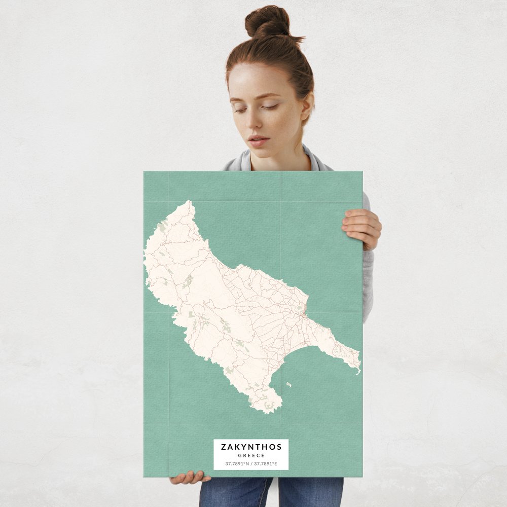 Plakat metalowy Mapa Vintage Zakintos  L