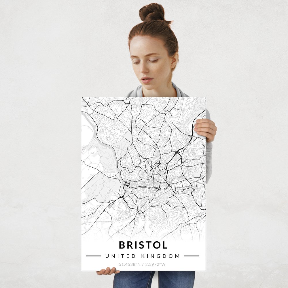 Plakat metalowy Mapa B&W Bristol L