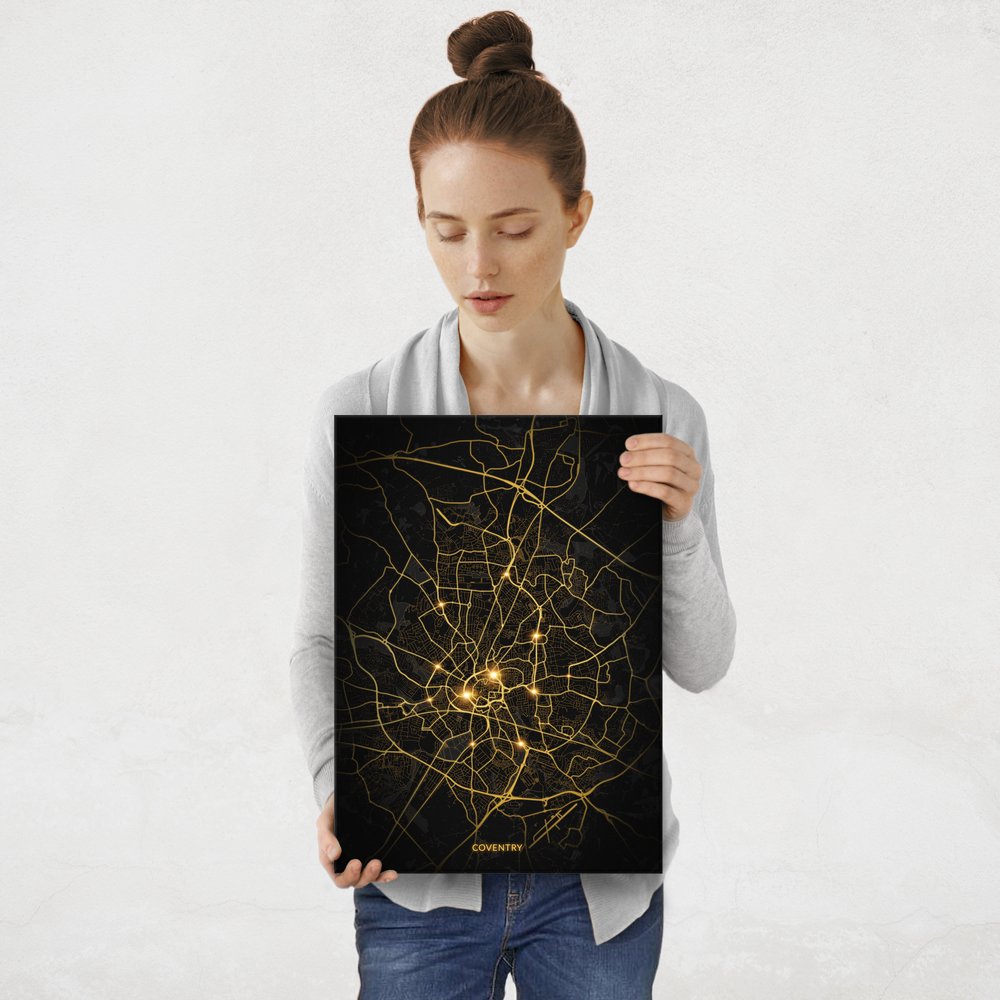 Plakat metalowy Mapa City Lights Coventry M