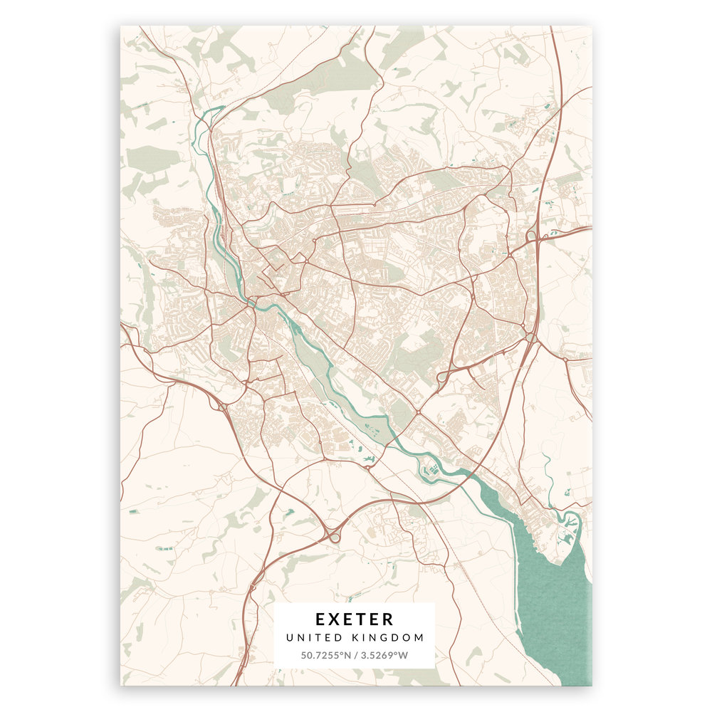 Plakat metalowy Mapa Vintage Exeter L