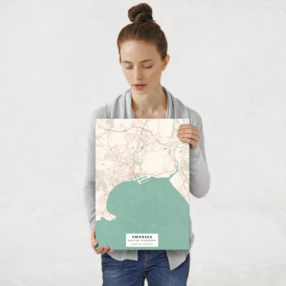 Plakat metalowy Mapa Vintage Swansea M