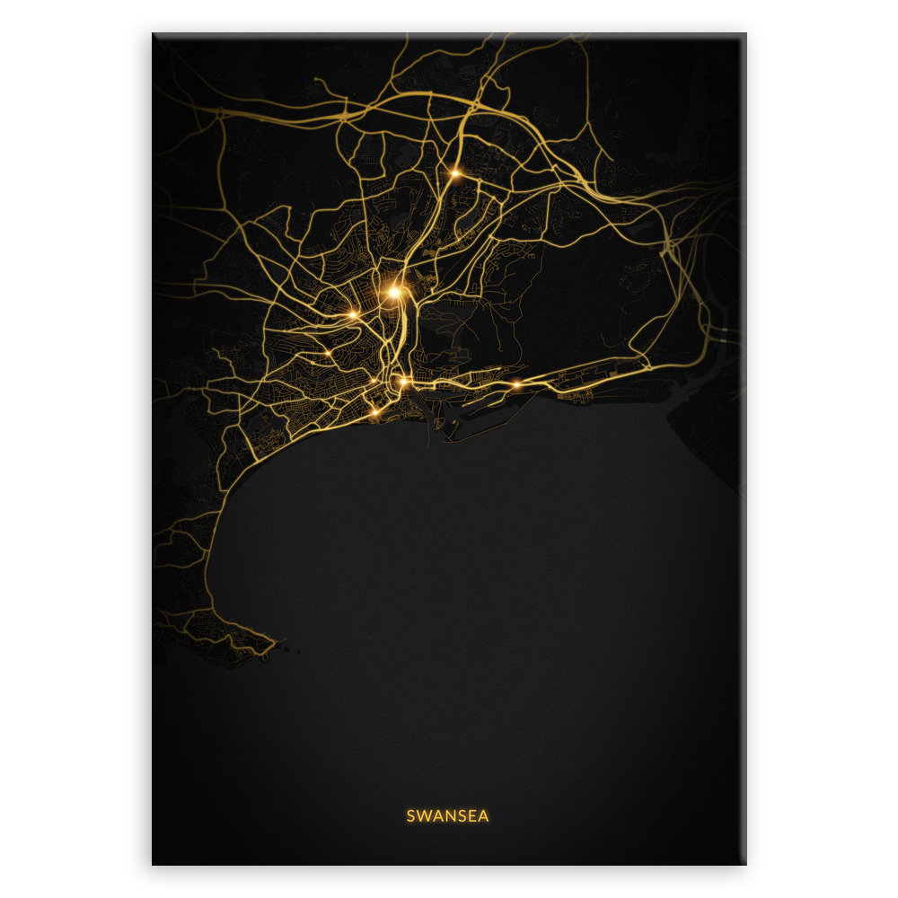 Plakat metalowy Mapa City Lights Swansea L