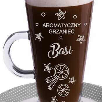 Szklanka do latte z grawerem grzaniec dla niej na święta mikołajki