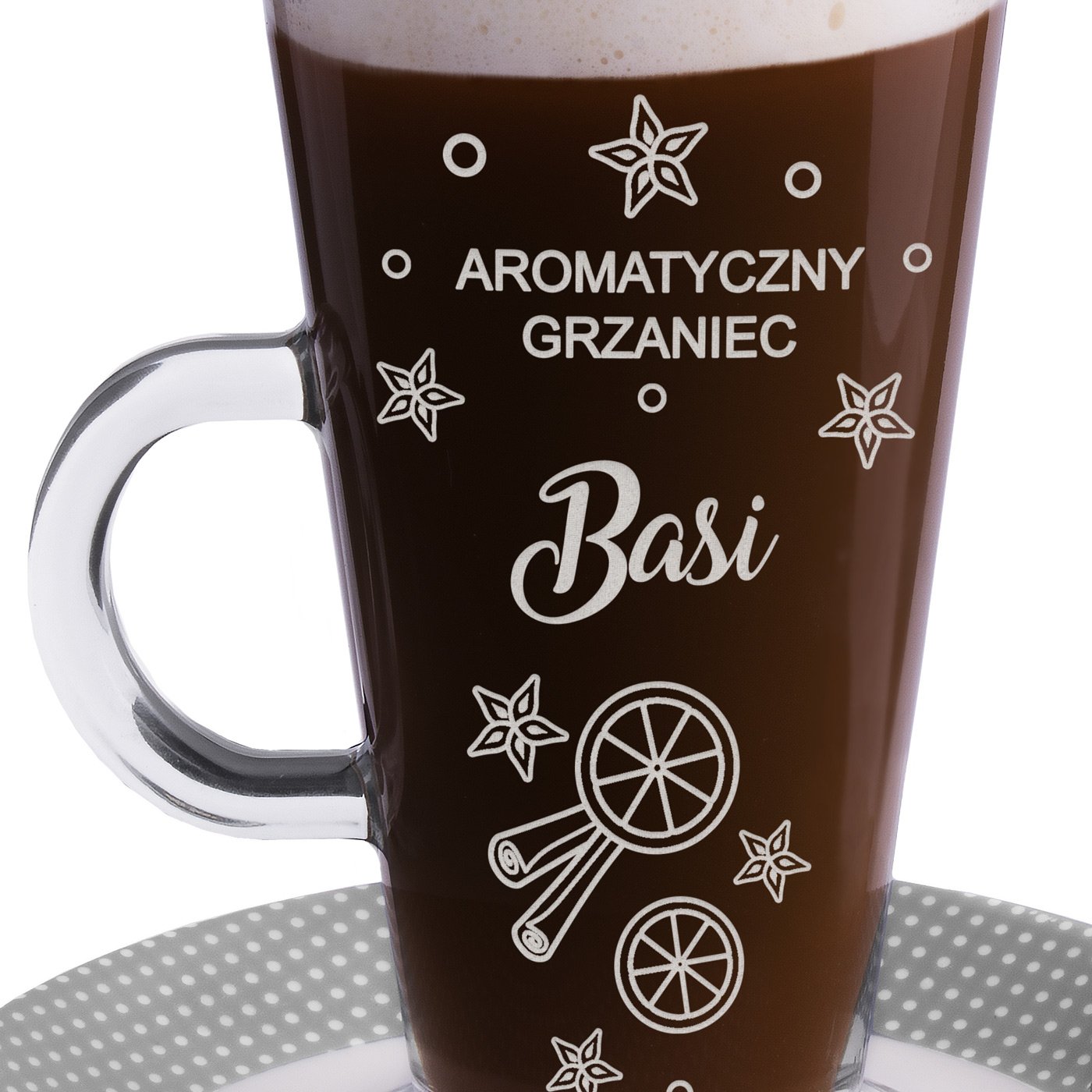 Szklanka do latte z grawerem grzaniec dla niej na święta mikołajki