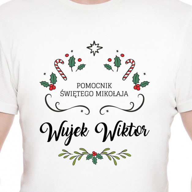 Koszulka męska biała z nadrukiem dla wujka na święta