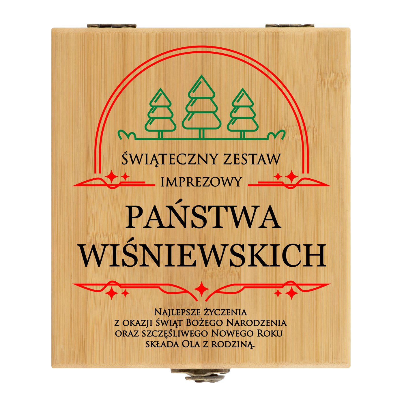 Akcesoria do wina zestaw w skrzynce z nadrukiem dla pary na święta