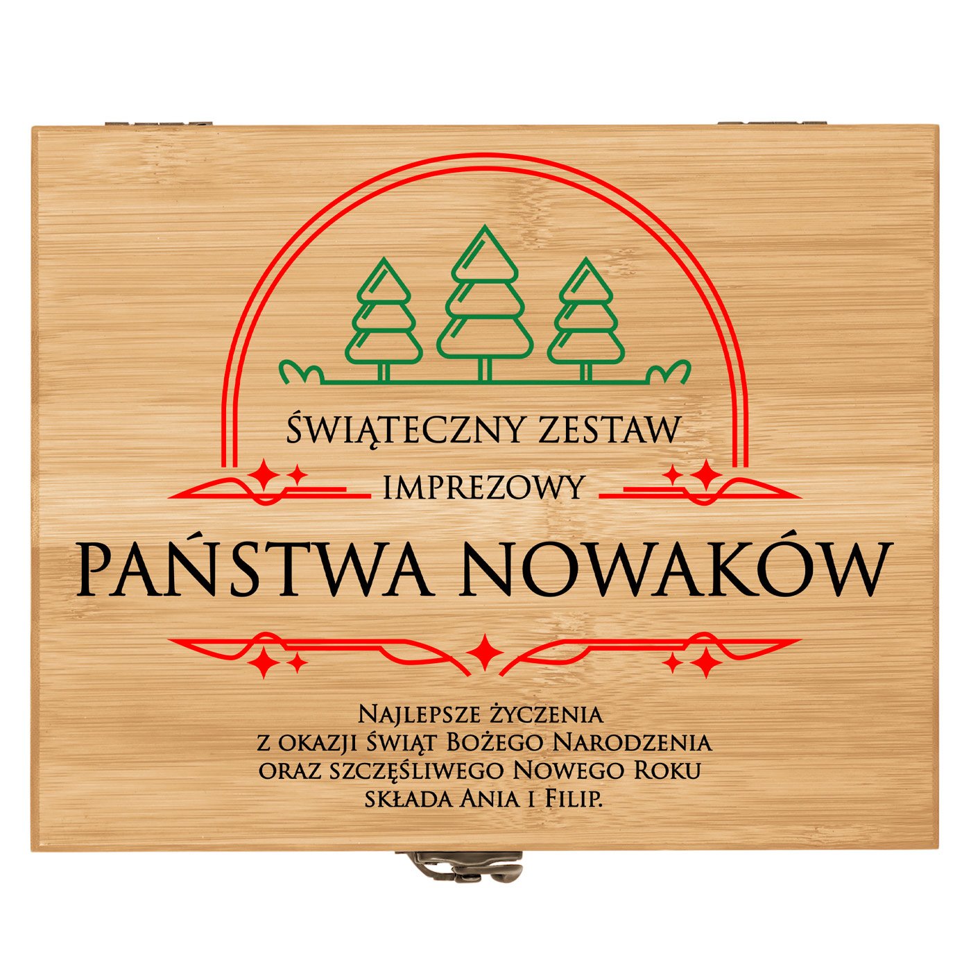 Akcesoria do wina zestaw z nadrukiem dla pary na święta