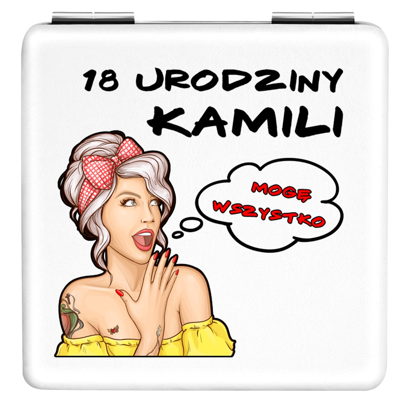 Lusterko kwadratowe z nadrukiem dla niej na 18 urodziny