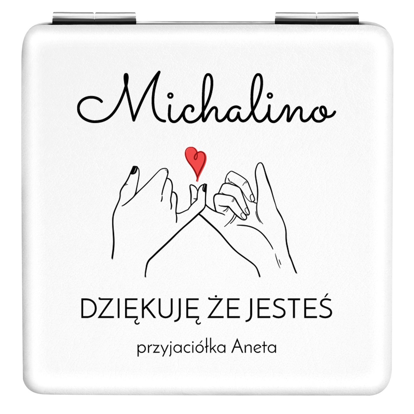 Lusterko kwadratowe z nadrukiem dla przyjaciółki