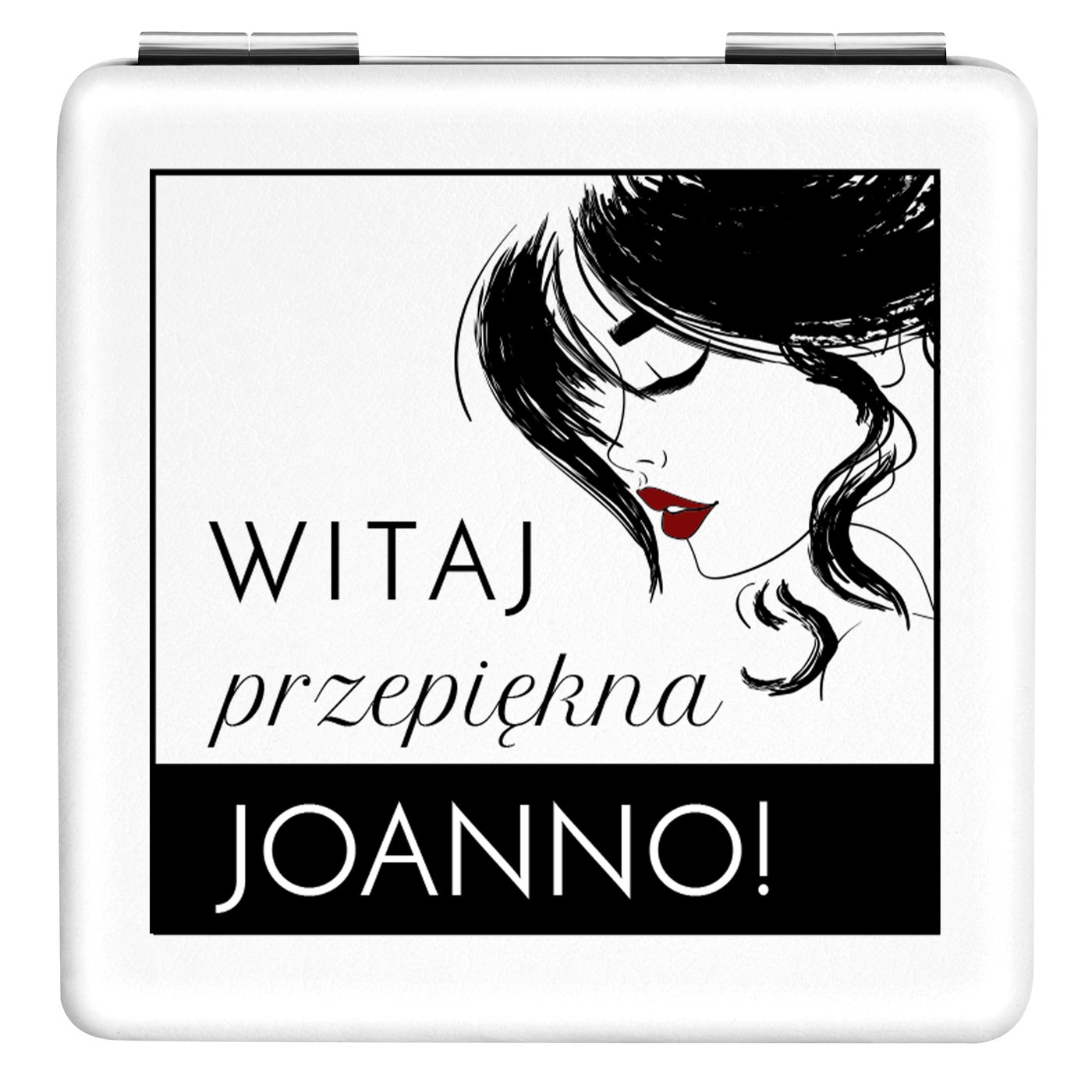Kwadratowe lusterko z nadrukiem dla niej na Dzień Kobiet imieniny