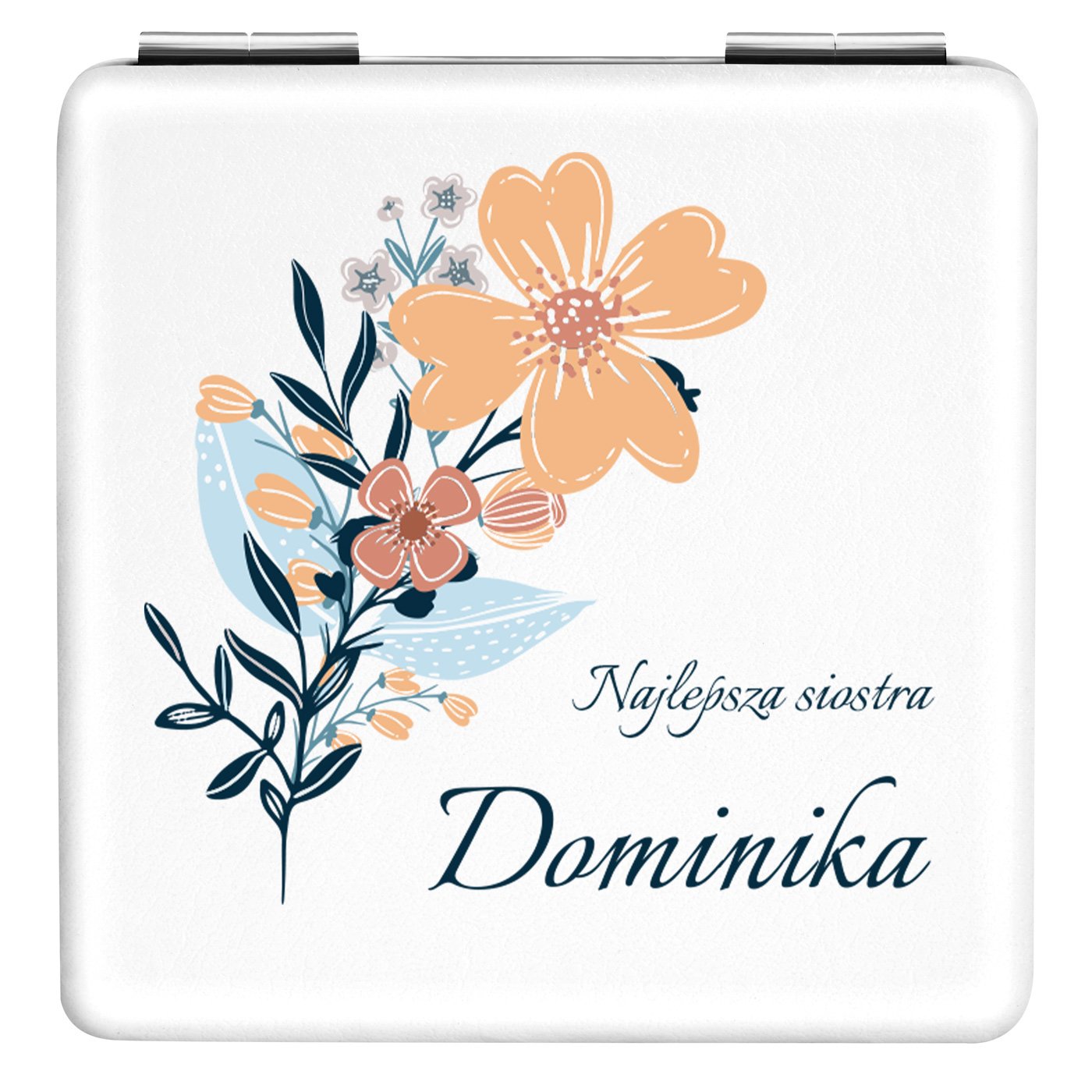 Lusterko kwadratowe z nadrukiem dla siostry na imieniny podziękowanie ślubne