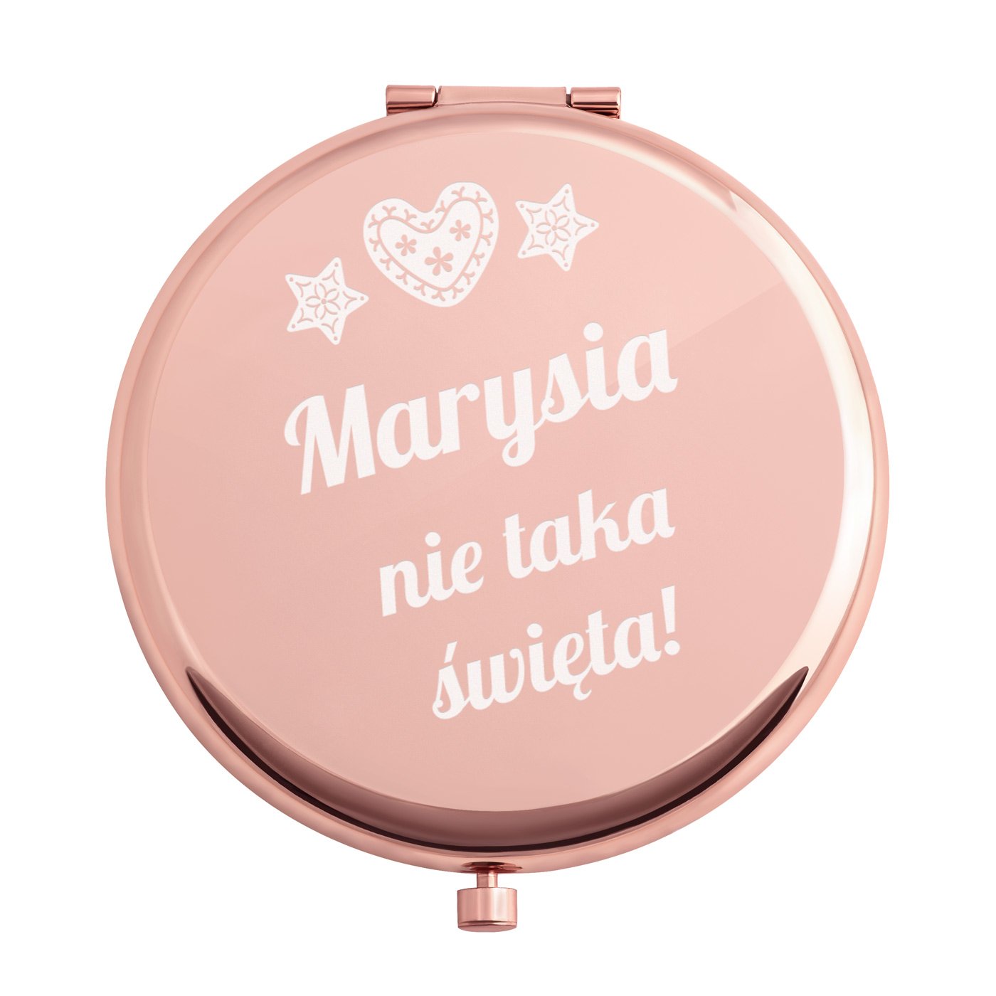 Lusterko okrągłe różowe z grawerem dla niej na święta