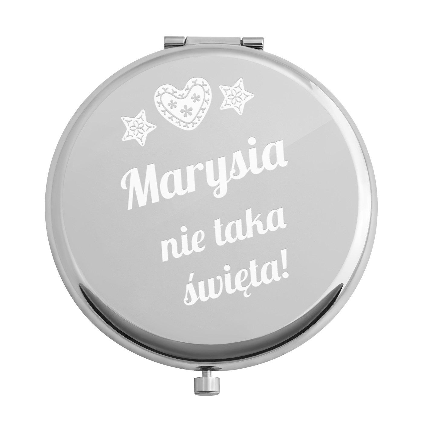 Lusterko okrągłe srebrne z grawerem dla niej na święta