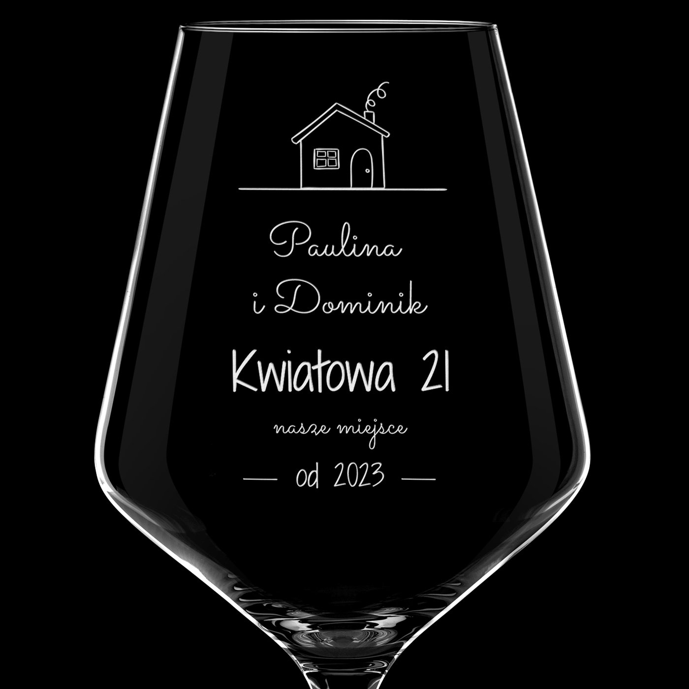 Kieliszek do wina KROSNO avant-garde z grawerem na parapetówkę ślub rocznicę