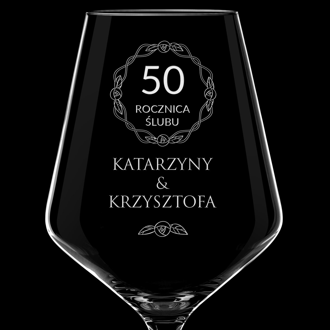 Kieliszek do wina KROSNO avant-garde z grawerem dla pary na 50 rocznicę złote gody