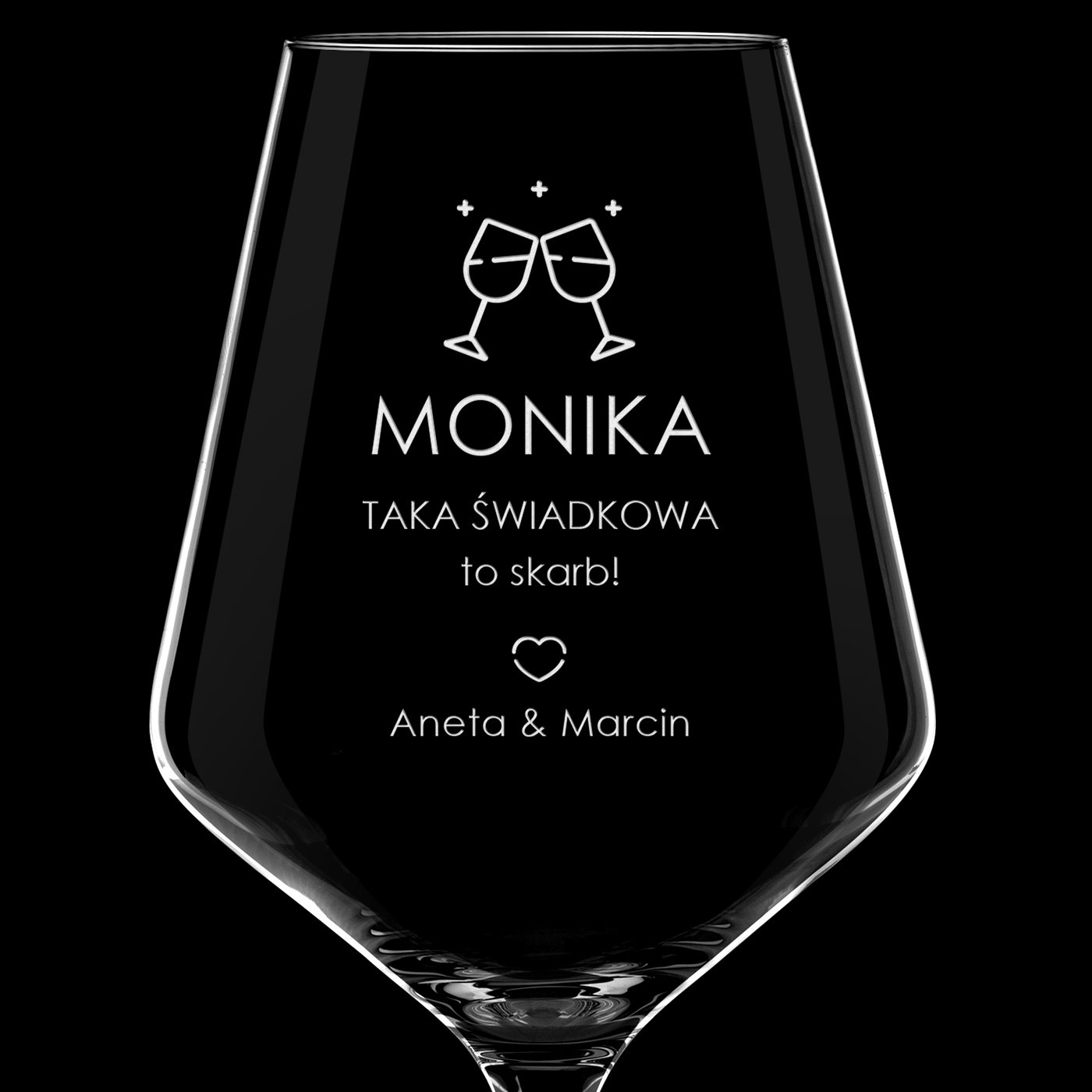 Kieliszki do wina KROSNO avant-garde x6 zestaw z grawerem dla świadkowej jako podziękowania ślubne