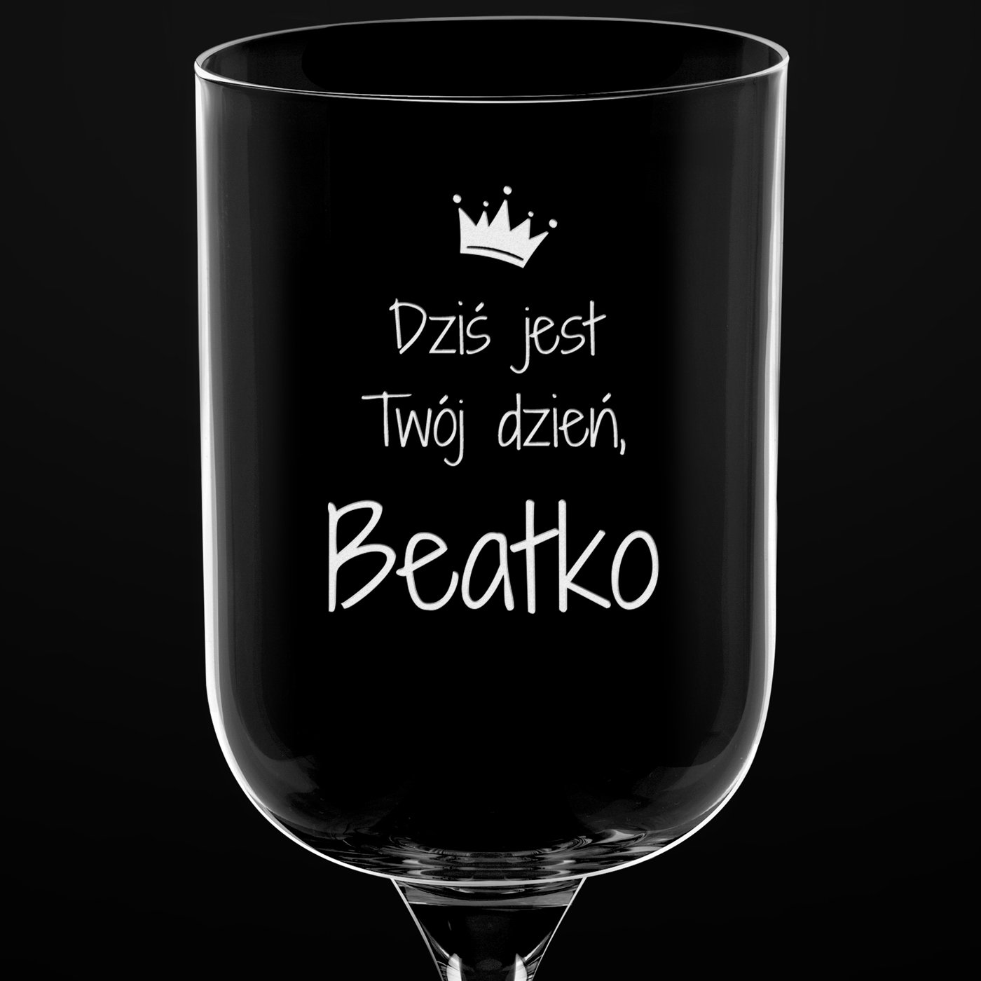 Kieliszki szklane do wina Glamour x6 z grawerem dla niej na Dzień Kobiet panieński